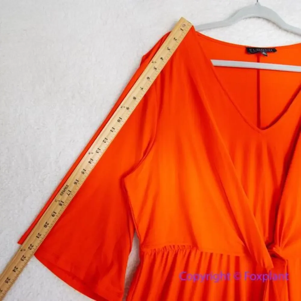 New! Eloquii‎ orange red tie front V neck bell sleeve dress, size 20